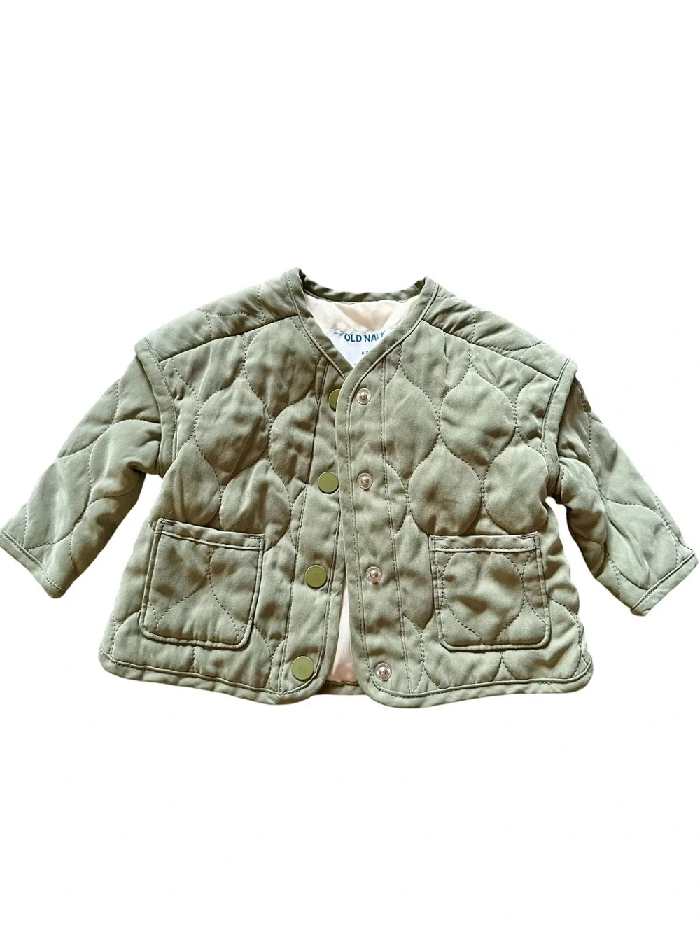 Old Navy 0-3 months quilted button front jacket in sage green